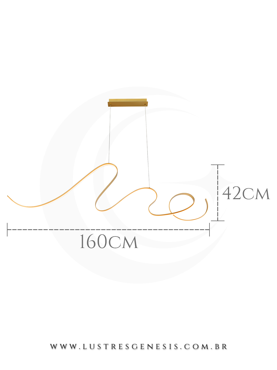 Lustre Pendente de LED Moderno 160cm Dourado Lustres Genesis loja online de Lustres e Iluminação Decorativa